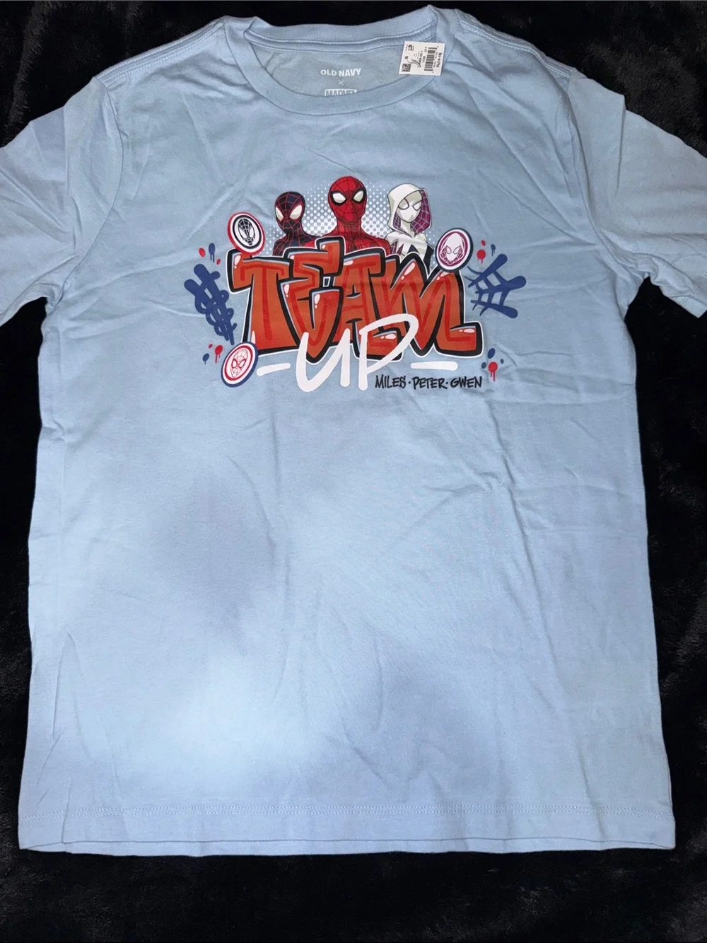 Old Navy Light Blue Spider-Man 'Team Up' Graphic Tee